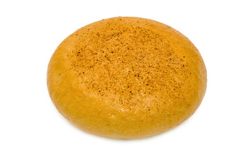 Freshly baked wheat bread. Isolated object on white background. Healthy baked bread. Whole bread on white