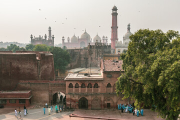 Lahore, Pakistan: Walled city center and Badshahi Mosque