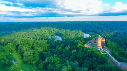 Aerial view of Turaida Castle, Latvia