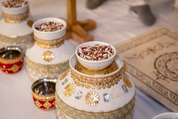 Traditional Indian wedding decorations. Punjabi Wedding.