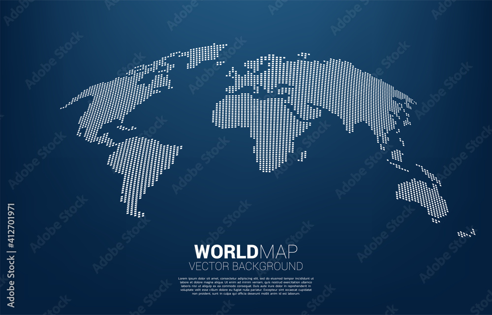 Poster World map from square pixel. concept of global Digital network