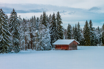 Winter landscape in the Bavarian Alps, Germany.