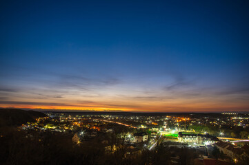 Fototapeta premium Beautiful city lights at dawn in the Ukrainian city