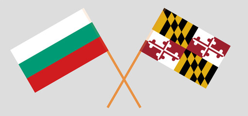 Crossed flags of Bulgaria and the State of Maryland