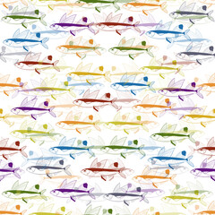 Flying Fish seamless pattern design