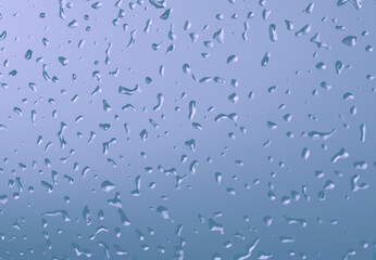 Raindrops on transparent glass, view from the window, pouring rain, bad weather, loneliness, isolation. Abstract background of water drops. Texture of liquid transparent drops