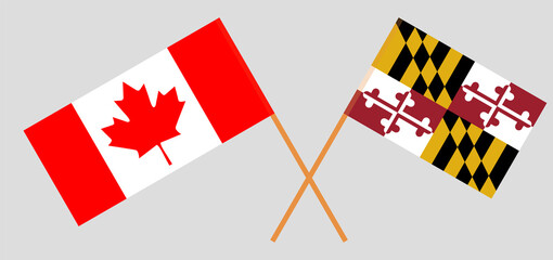 Crossed flags of Canada and the State of Maryland