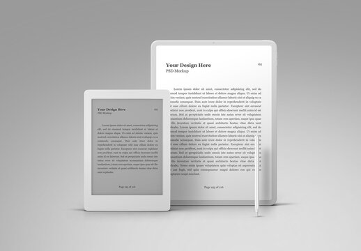 E-Book Reader Mockup Tablet Pro 12.9" White