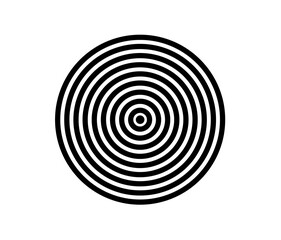 Concentric circle element. Black and white color ring. Abstract  vector illustration for sound wave, Monochrome graphic.