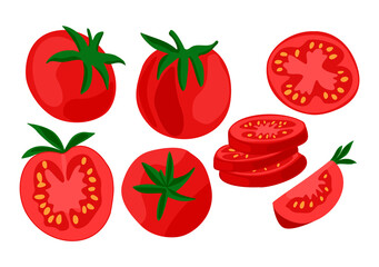 illustration with a set, collection of tomatoes