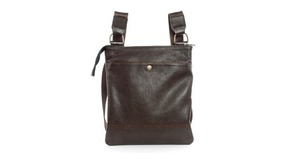 Classic brown mens bag on a white background with