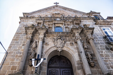Fototapeta premium Architectural fragment of Misericordia Church (Igreja da Misericordia) in Braga city. Misericordia Church - Renaissance religious building (16th century) in historical center of city. Braga, Portugal.