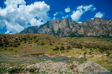 mountain landscape with blue sky