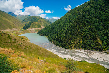 Fototapeta na wymiar landscape with river and mountains