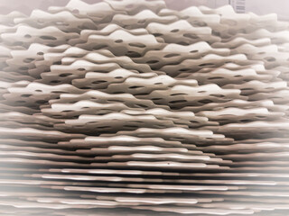 White rounded texture of plastic plates. White viniete