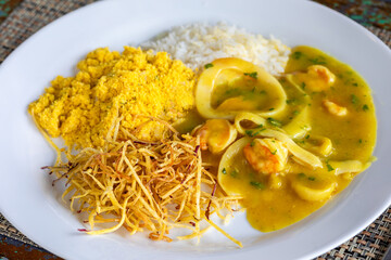 Squid and shrimp bobó (Bobó de camarão). Brazilian food