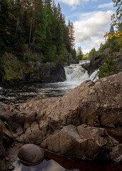 Kivach waterfall in Karelia, Russia. The nature reserve of the Russian North