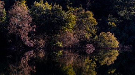 Beautiful morning colours in the River Beach of Verim during Winter, Povoa de Lanhoso, Braga, Portugal.