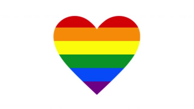LGBT rainbow flag in heart shape. LGBT prede month concept. Love is love.