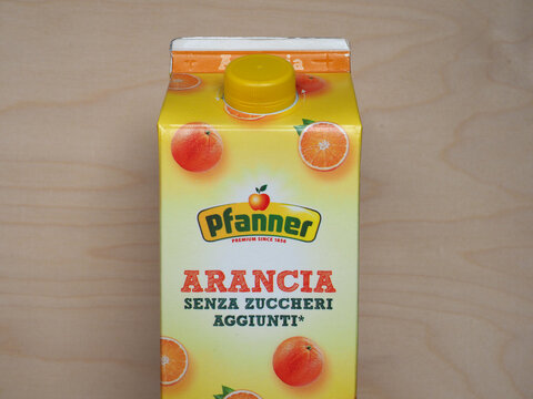 LAUTERACH - CIRCA FEBRUARY 2021: Pfanner Juice Tetra Pack