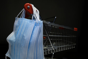 shopping cart with a lot of op masks