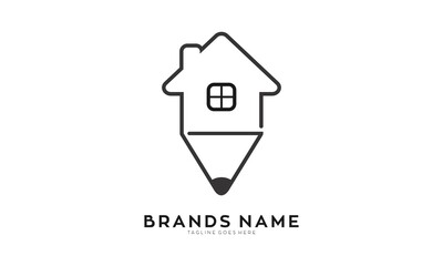 Creative pencil of home logo design