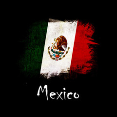 National flag of Mexico, abbreviated with mx; a realistic 3d image of the national symbol from an independent country painted on a black background with the countryname below