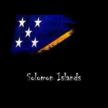 National flag of Solomon Islands, abbreviated with sb; a realistic 3d image of the national symbol from an independent country painted on a black background with the countryname below