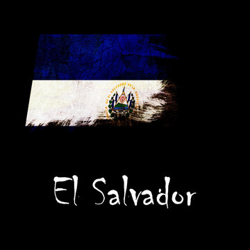 National flag of El Salvador, abbreviated with sv; a realistic 3d image of the national symbol from an independent country painted on a black background with the countryname below