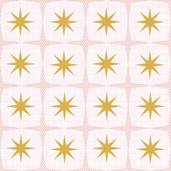 Mid Century Gold Geometric Stars Seamless Pattern