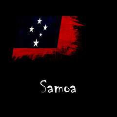 National flag of Samoa, abbreviated with ws; a realistic 3d image of the national symbol from an independent country painted on a black background with the countryname below
