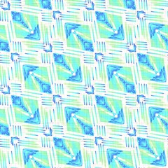 Turquoise blue glitch geo linen texture background. Seamless abstract textile effect. Distressed aqua melange dye pattern. Coastal cottage decor, modern sailing fashion or soft furnishing repeat cloth