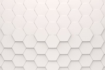 Hexagon background. 3d illustration white hexagon stack.