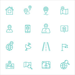 Navigation, location, GPS elements - thin line web icon set. Outline icons collection. Simple vector illustration.