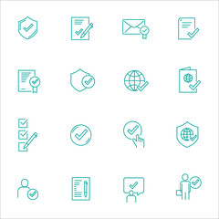 Simple Set of Approve Related Vector Line Icons. Contains such Icons as Protection Guarantee, Accepted Document, Quality Check and more.