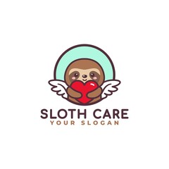 Cute Slot Hugging Heart Care Logo Mascot Baby Shop