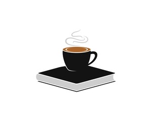 Simple book with hot coffee cup