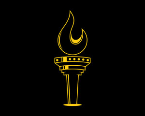 Torch with golden line in the black background