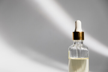 Dropper glass Bottle Mock-Up. Сosmetic pipette on white background