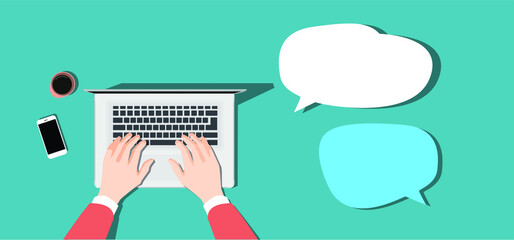 Business computer illustration on the desk.