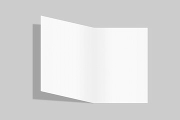 Realistic blank A4 bifold brochure for mockup. Paper illustration. 3D Render.