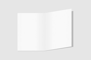Realistic blank A4 bifold brochure for mockup. Paper illustration. 3D Render.