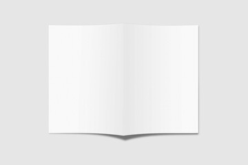 Realistic blank A4 bifold brochure for mockup. Paper illustration. 3D Render.