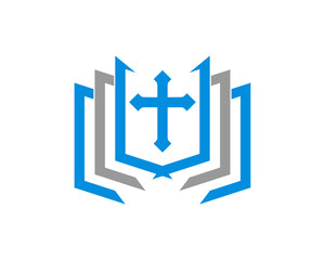 Obraz premium Christian cross in the abstract book pages