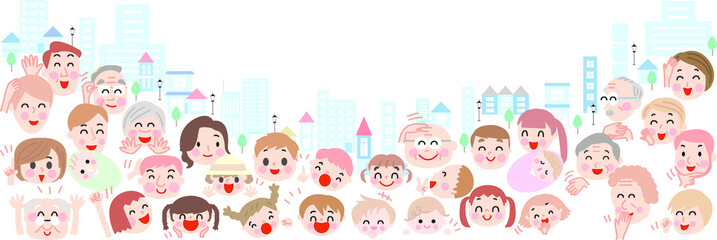 人々アイコンと私たちの暮らす町