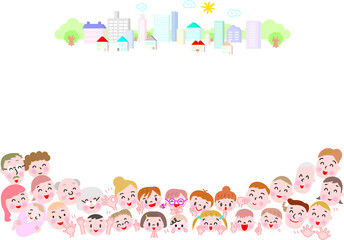 人々アイコンと私たちの暮らす町