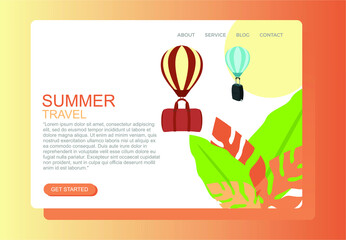  Summer Travel, Website Banner Background. Landing Page Design.