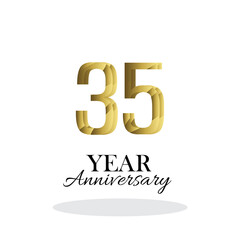55 Year Anniversary Logo Vector Template Design Illustration gold and white
