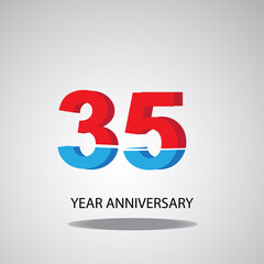 Year Anniversary Logo Vector Template Design Illustration red blue and white