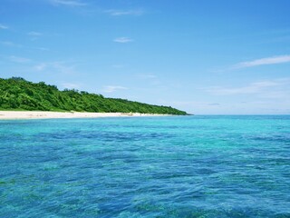 沖縄の宮古島の青い海